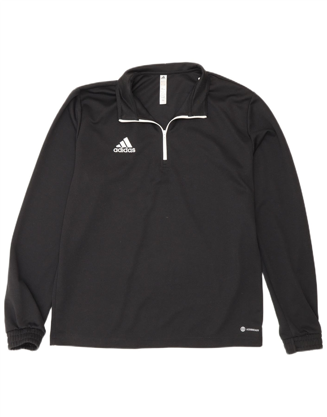 Adidas Mens Zip Neck Top Manga Longa Grande Poliéster Preto Esportes