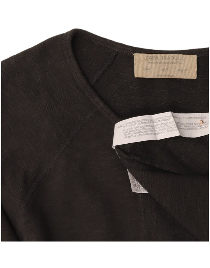 Suéter gráfico feminino ZARA UK 14 algodão cinza médio