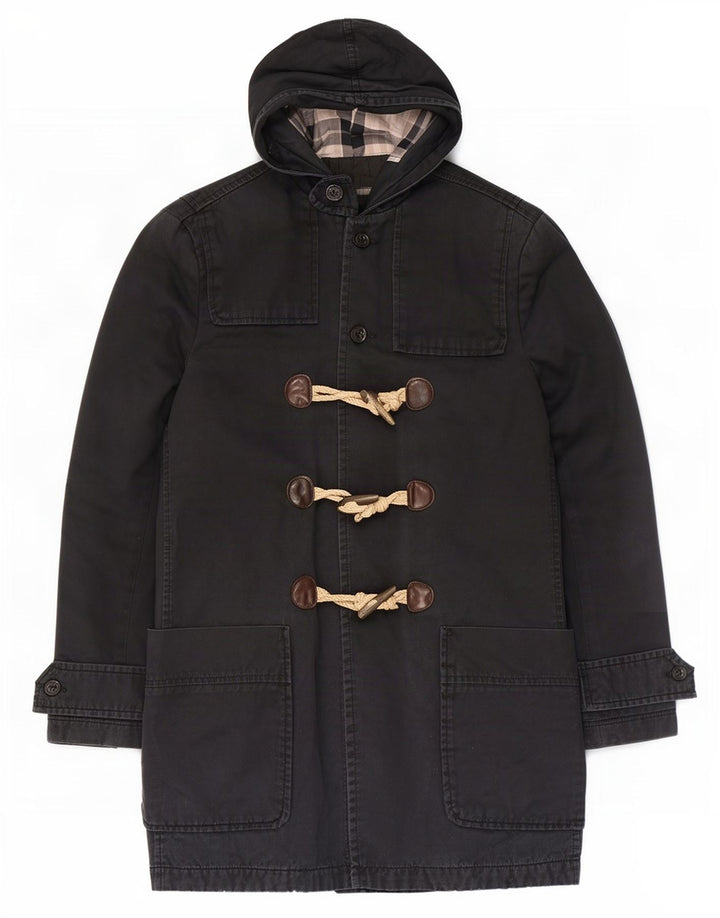 Casaco Duffle Masculino com Capuz Zara Reino Unido 36 Pequeno Algodão Azul Marinho