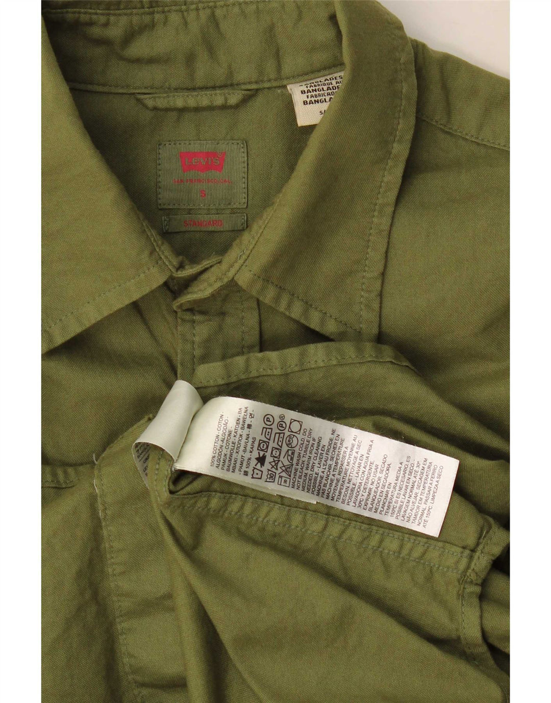 Camisa masculina Levi's Standard Fit pequena de algodão cáqui