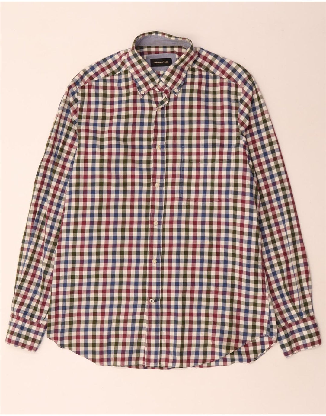 Camisa masculina de flanela MASSIMO DUTTI de algodão guingão multicolorido médio