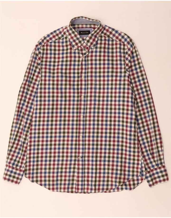Camisa masculina de flanela MASSIMO DUTTI de algodão guingão multicolorido médio