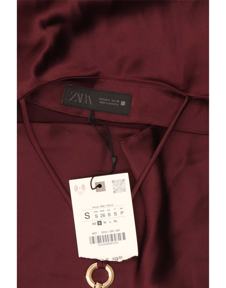 Vestido Halter Feminino Zara UK 10 Pequeno Poliéster Borgonha