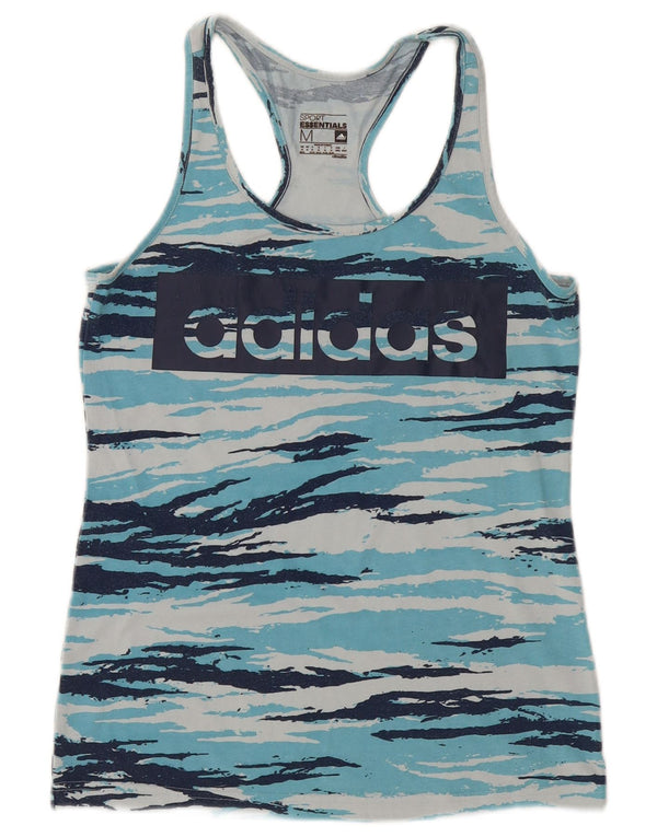 Adidas Womens Climalite Graphic Vest Top UK 12/14 Médio Azul Camuflagem