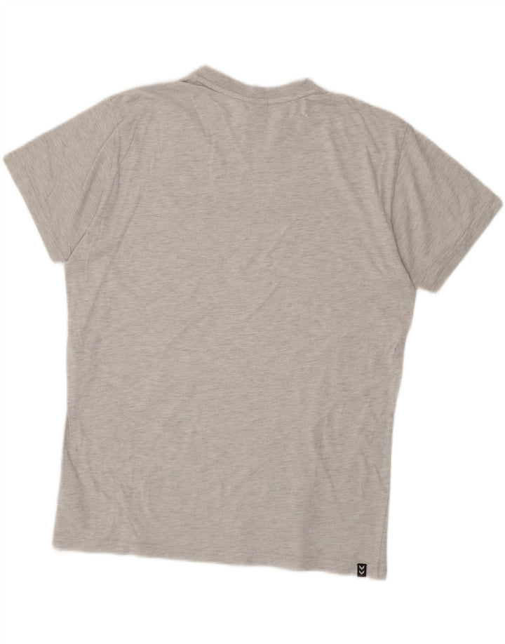 Hummel Camiseta masculina gráfica grande algodão cinza