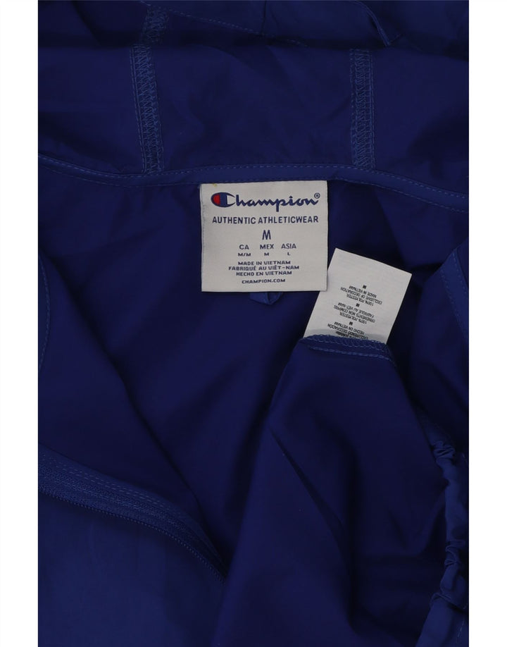 Jaqueta de chuva masculina com capuz gráfico Champion UK 38 poliéster azul médio