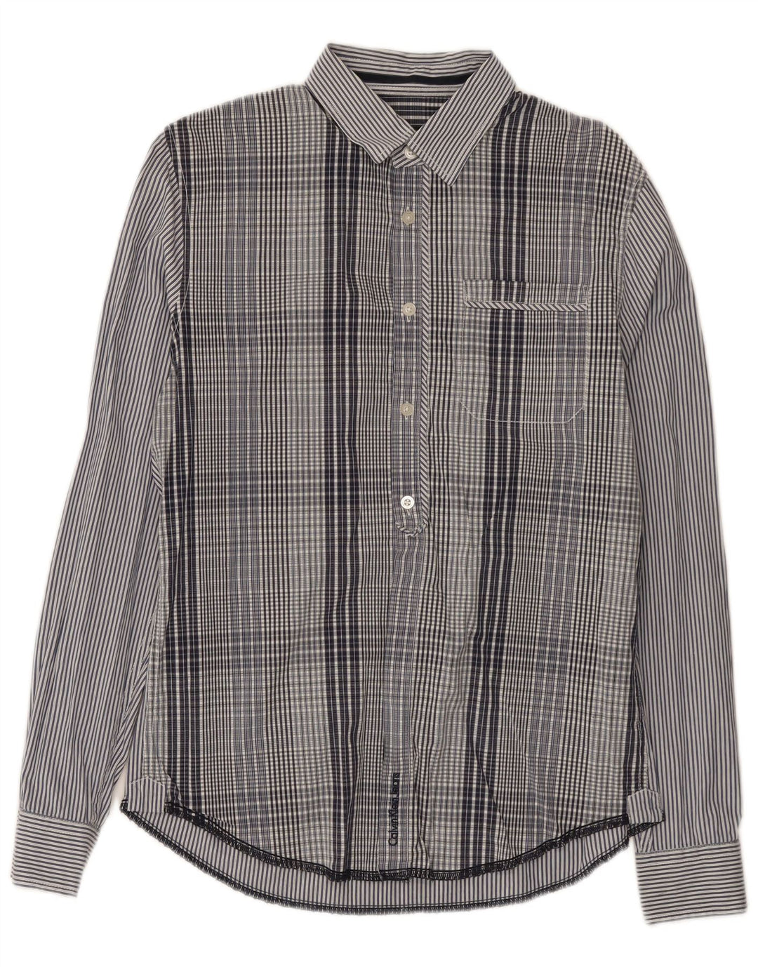 Camisa masculina Calvin Klein Jeans de algodão xadrez azul médio