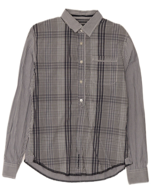 Camisa masculina Calvin Klein Jeans de algodão xadrez azul médio