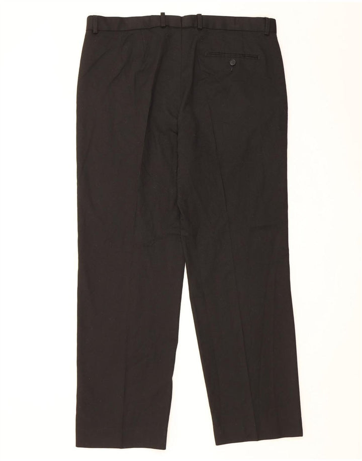 Calça masculina de ajuste regular Marks & Spencer W38 L31 poliéster preto