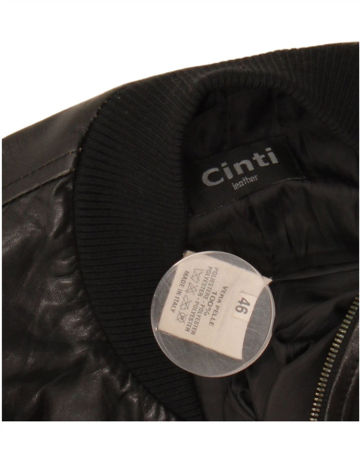Jaqueta de couro bomber feminina CINTI IT 46 grande couro preto
