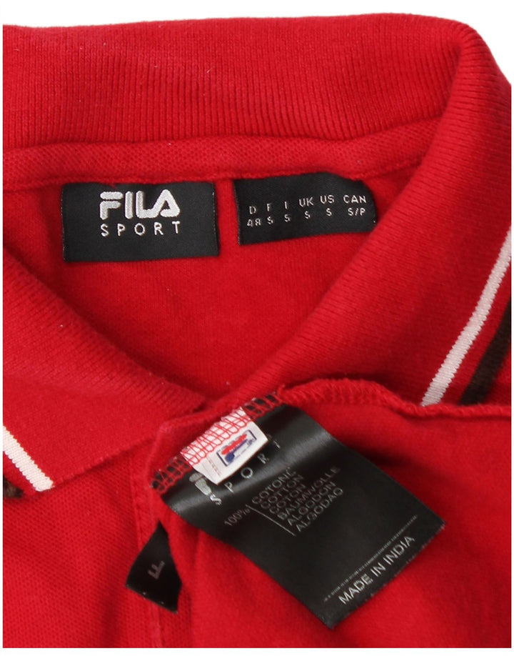 Camisa polo masculina Fila manga comprida pequena algodão vermelho