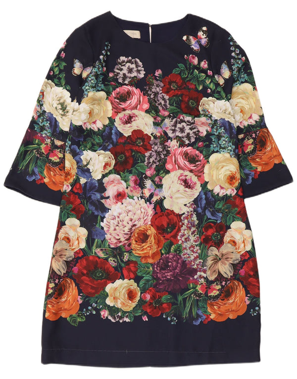 Vestido feminino Hobbs manga 3/4 UK 12 médio floral multicolorido