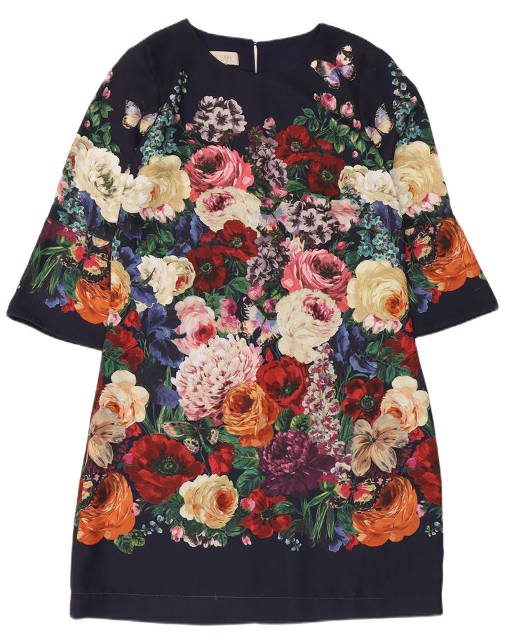 Vestido feminino Hobbs manga 3/4 UK 12 médio floral multicolorido