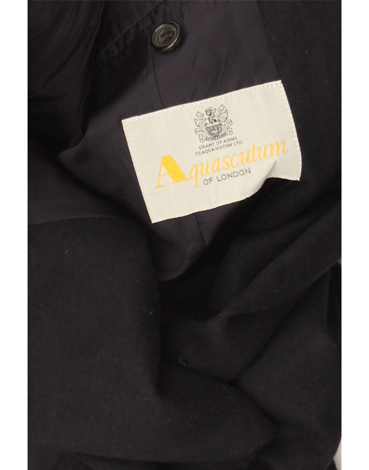 Jaqueta blazer masculina Aquascutum com peito duplo Reino Unido 36 pequena azul marinho