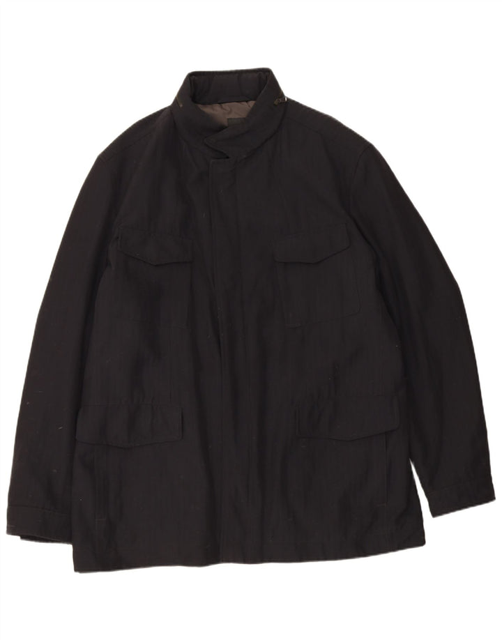 Jaqueta corta-vento masculina Hugo Boss IT 56 3XL lã virgem preta