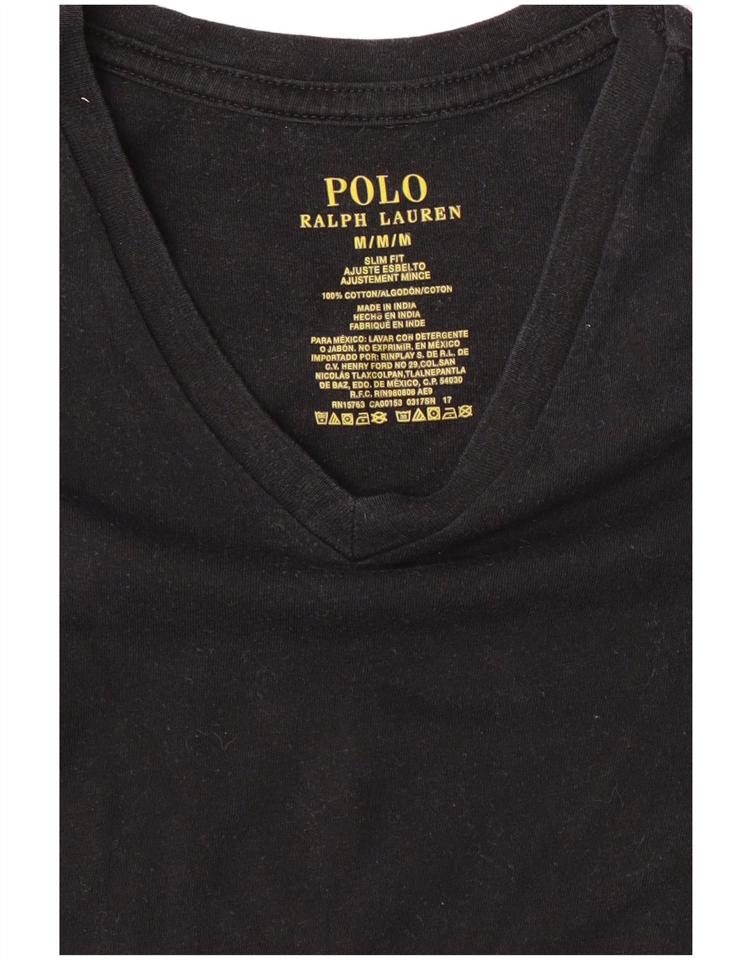 Camiseta masculina Ralph Lauren Slim Fit Top Médio Algodão Preto
