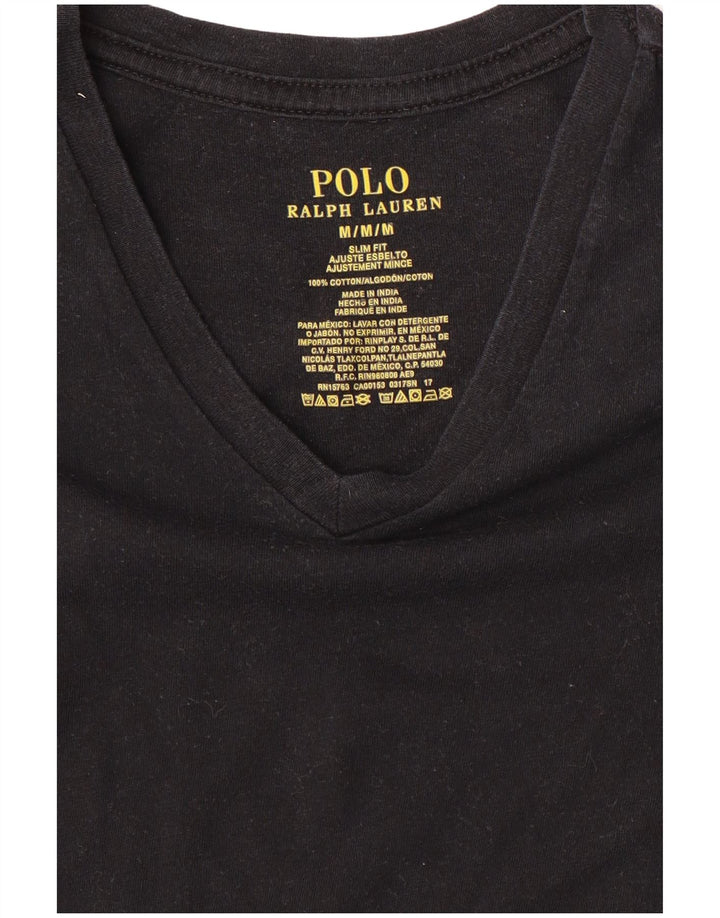 Camiseta masculina Ralph Lauren Slim Fit Top Médio Algodão Preto