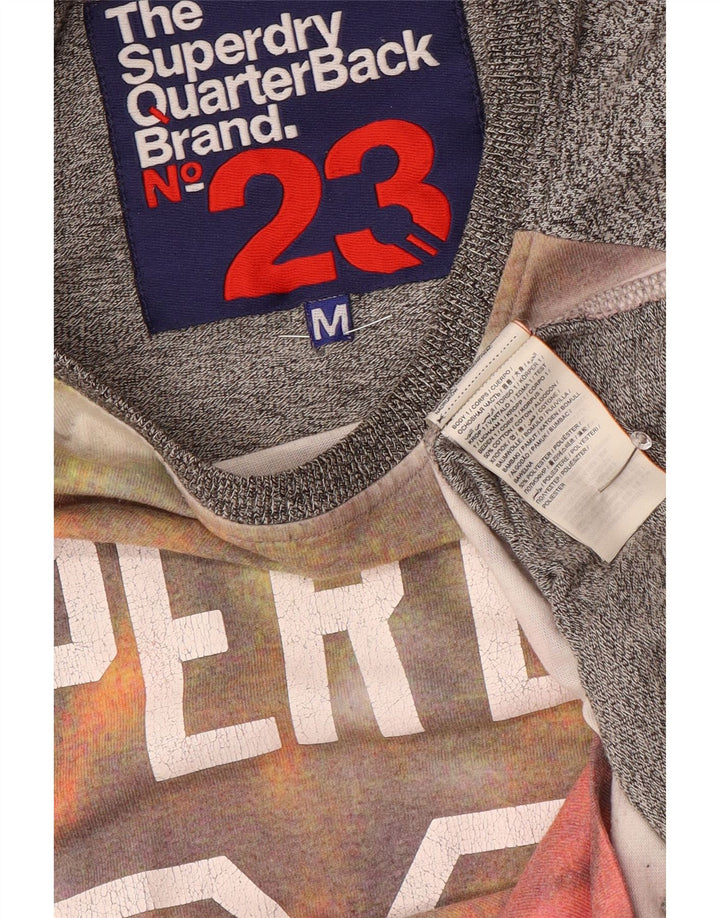 Camiseta gráfica masculina Superdry Top cinza médio algodão