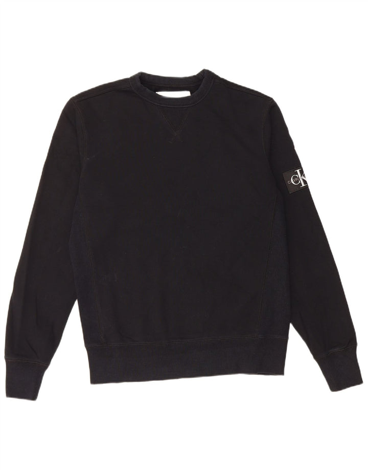 Calvin Klein Mens Graphic Regular Fit Moletom Jumper Pequeno Algodão Preto