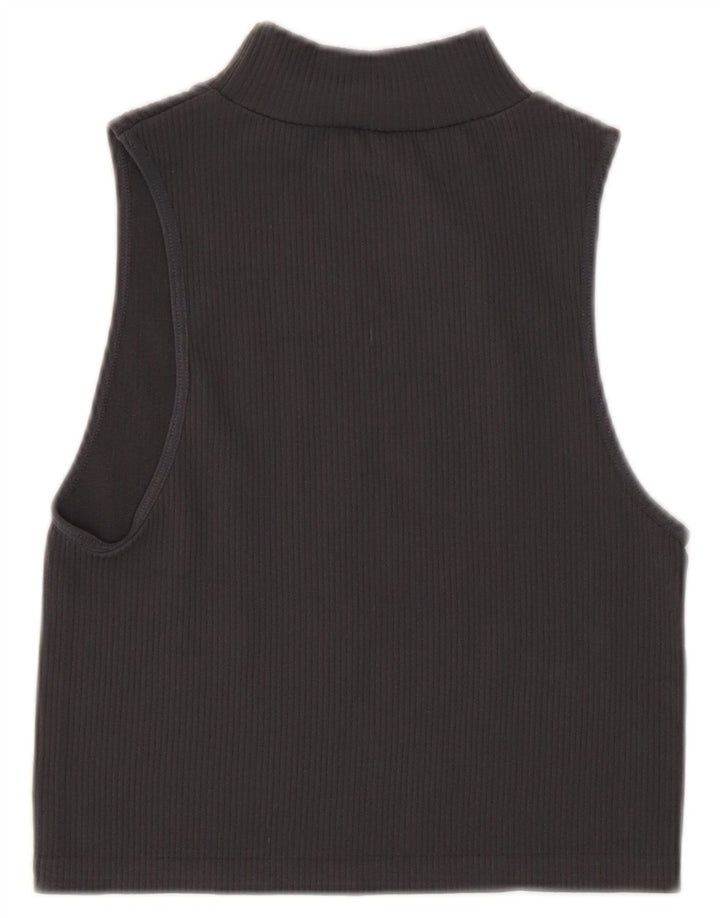 Zara Womens Crop Vest Top UK 12 Poliamida Cinza Médio