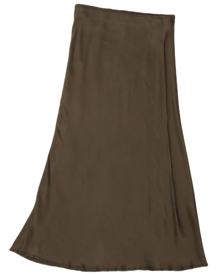 Zara Saia maxi feminina de cintura alta média W28 cáqui