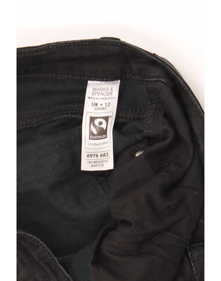 Jeans Marks & Spencer curto bootcut feminino Reino Unido 12 médio W34 L27 preto