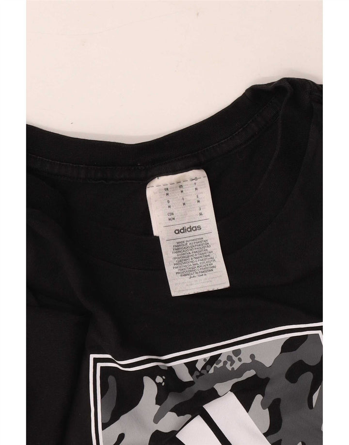 Adidas Mens Graphic T-Shirt Top Médio Algodão Preto