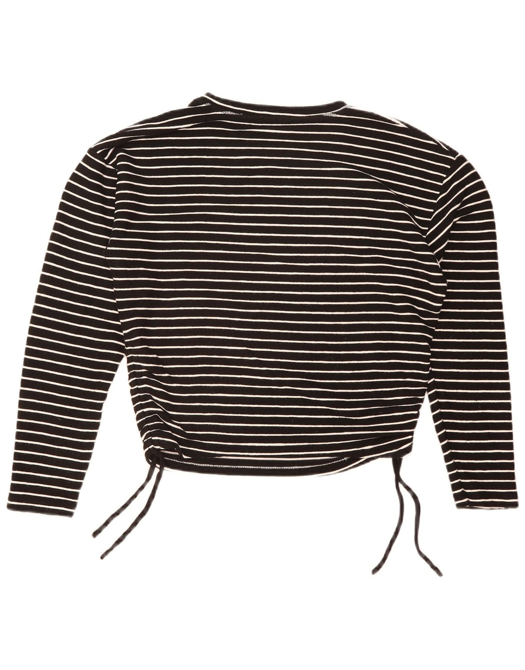 Zara Crop Top Feminino Manga Longa Reino Unido 16 Grande Poliéster Listrado Preto