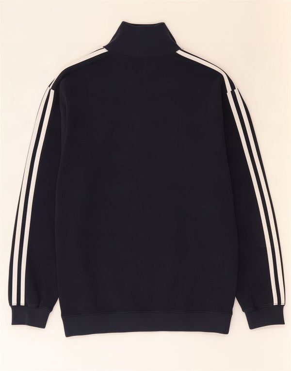 Adidas Mens Zip Neck Moletom Jumper UK 34/36 Pequeno Azul Marinho Algodão
