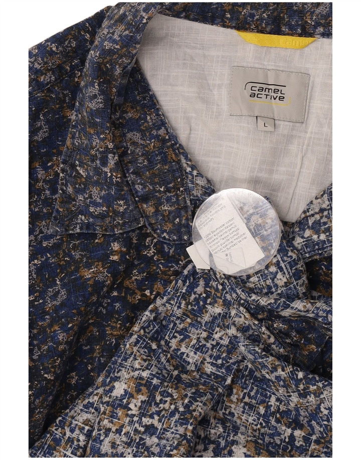 Camisa masculina Camel Active grande algodão floral azul marinho