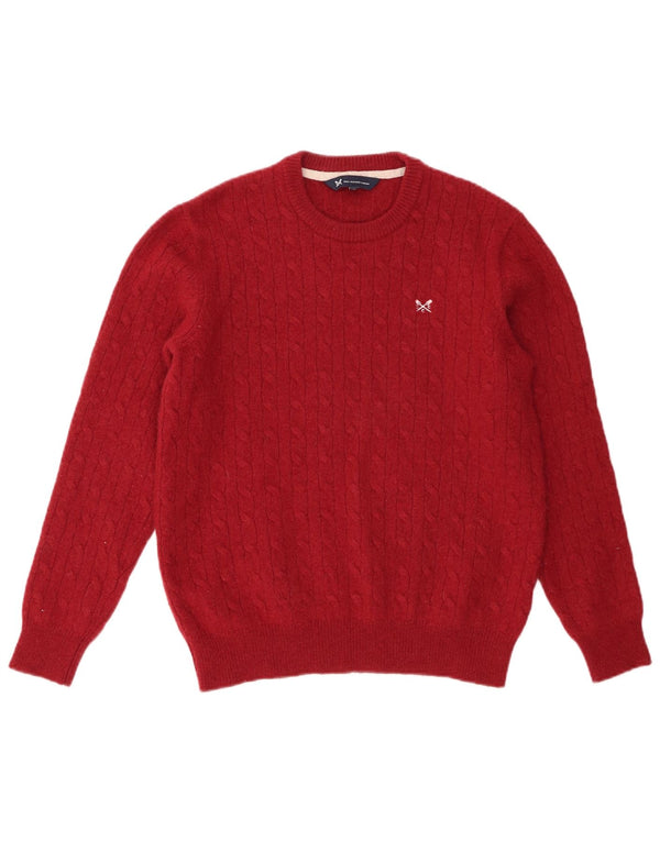 Crew Clothing Suéter masculino com gola em lã de cordeiro vermelho médio