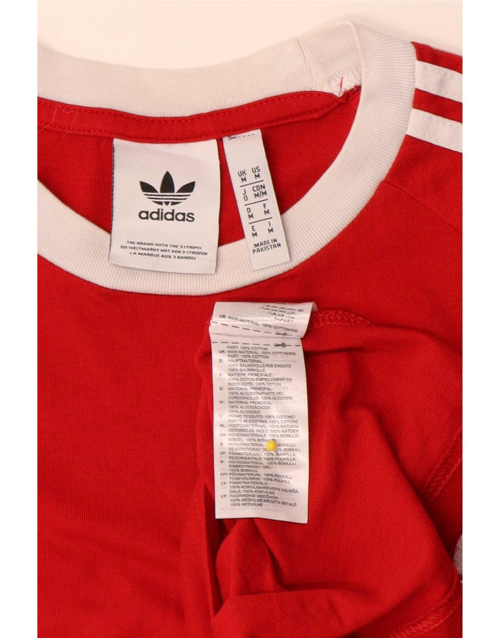 Adidas Mens Camiseta Top Médio Algodão Vermelho