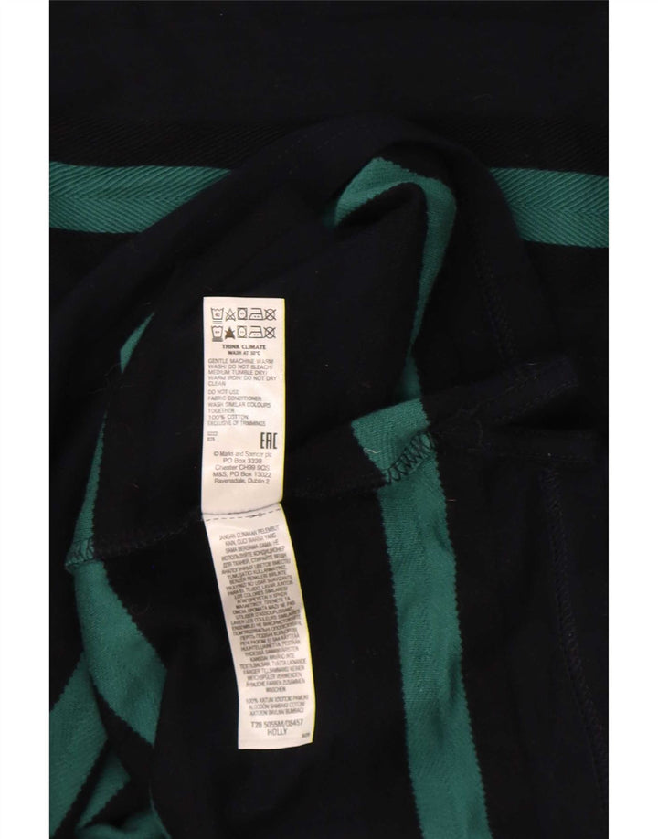 Top masculino Marks & Spencer manga comprida grande algodão listrado azul marinho