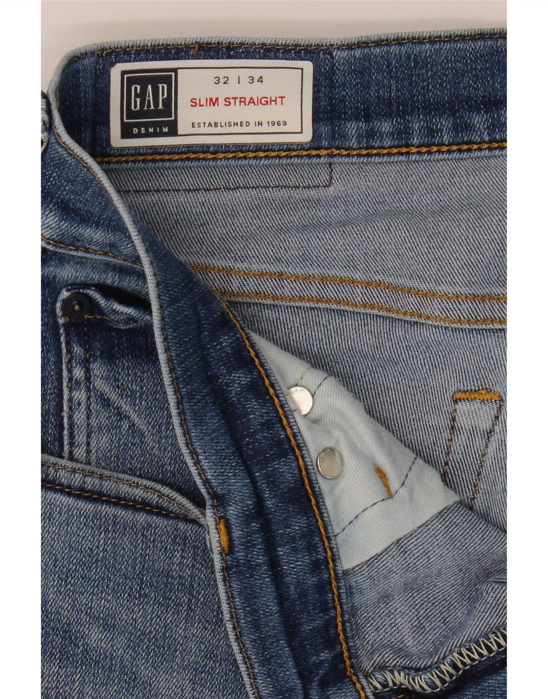Gap Mens Jeans Distressed Slim Straight W32 L34 Azul Algodão