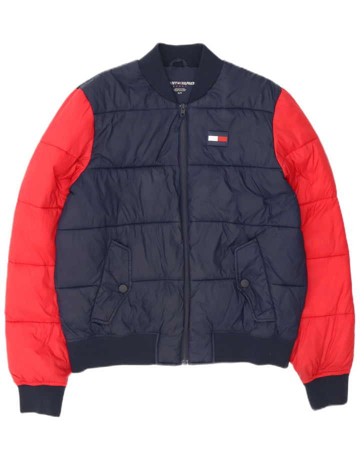 Jaqueta acolchoada masculina Tommy Hilfiger Reino Unido 36 pequeno bloco colorido azul marinho