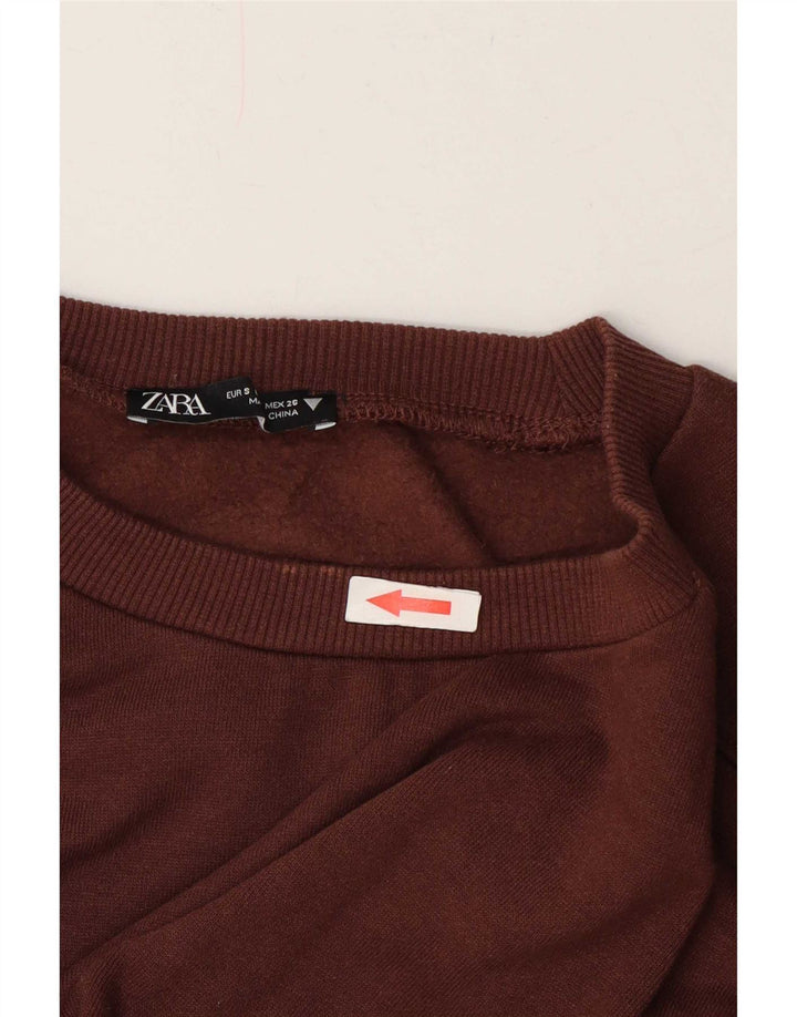 Zara Womens Crop Sweatshirt Jumper Reino Unido 10 Pequeno Marrom