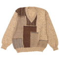 Suéter masculino vintage com decote em V IT 48 lã colorblock bege médio