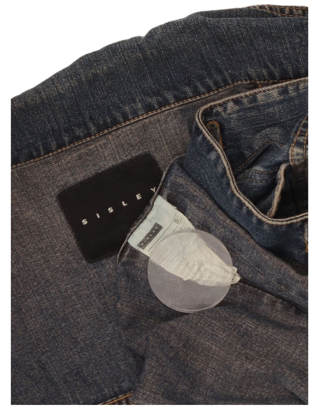 Jaqueta jeans feminina SISLEY Reino Unido 10 algodão azul pequeno