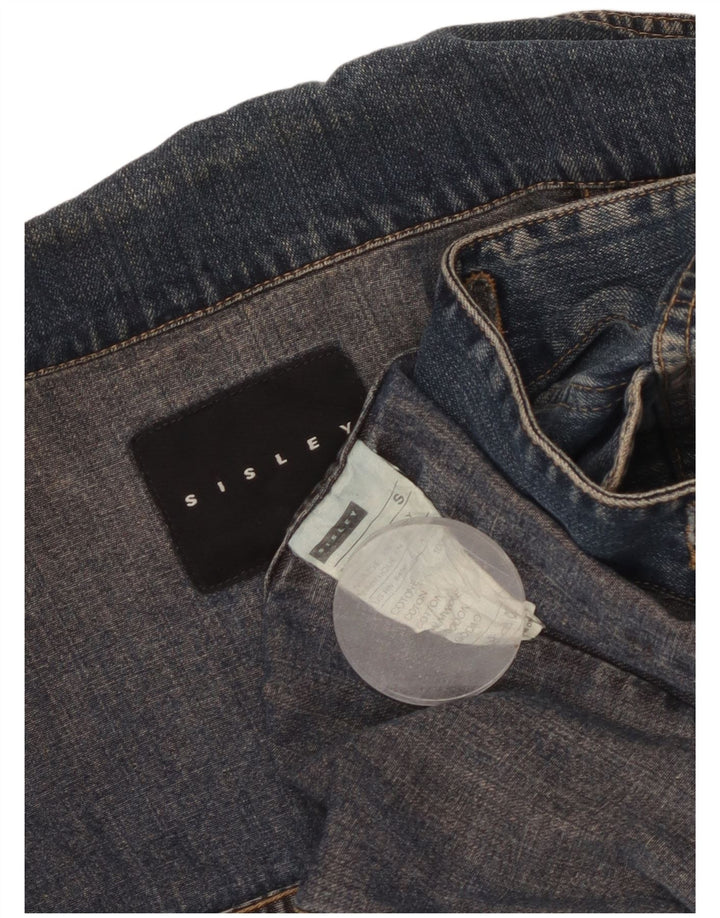 Jaqueta jeans feminina SISLEY Reino Unido 10 algodão azul pequeno