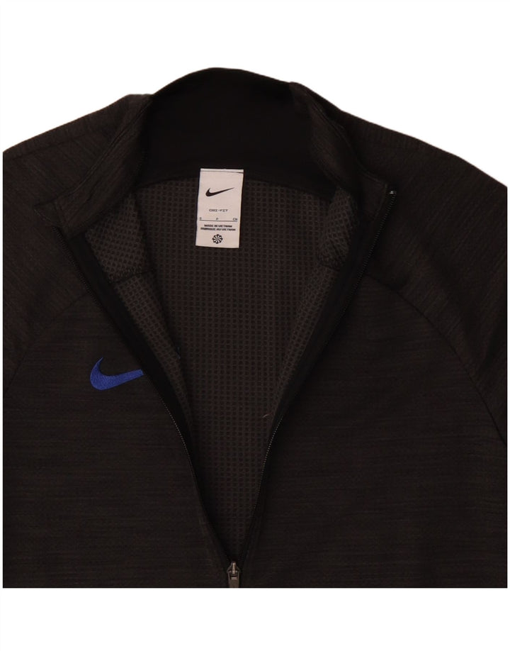 NIKE Masculino Dri Fit Tracksuit Top Jacket Pequeno Cinza Flecked Poliéster