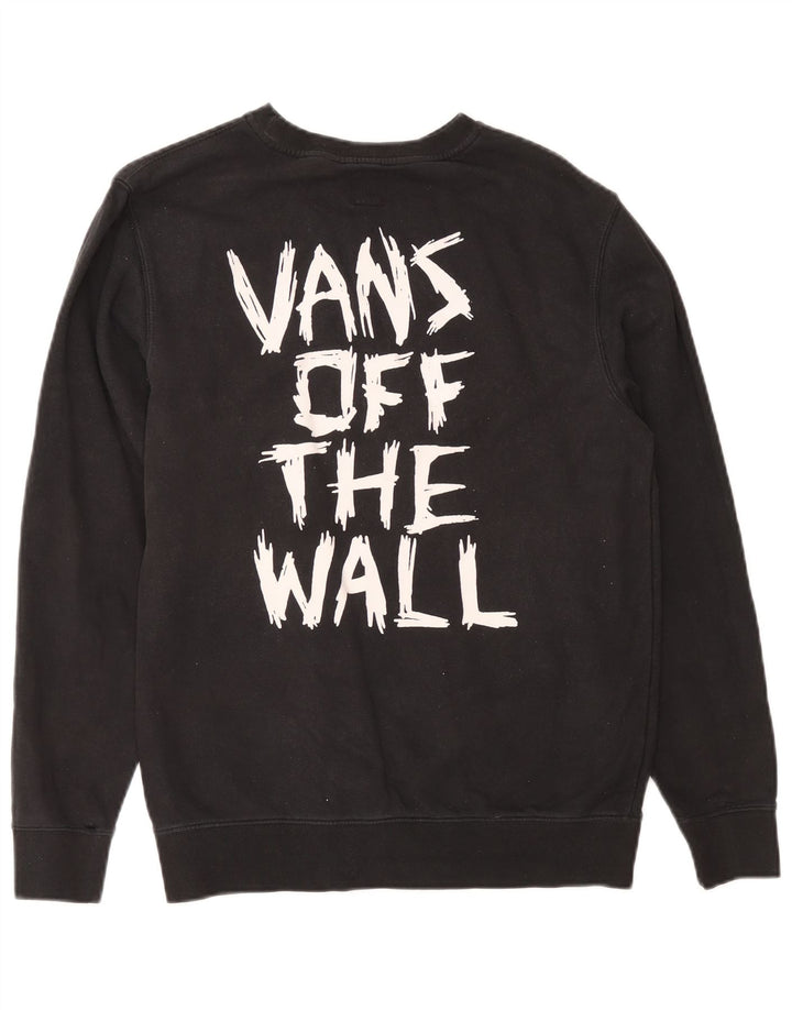 VANS Mens Graphic Moletom Jumper Pequeno Algodão Preto