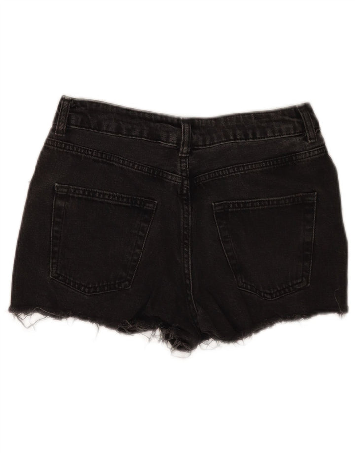 Shorts jeans feminino Topshop W26 pequeno algodão preto