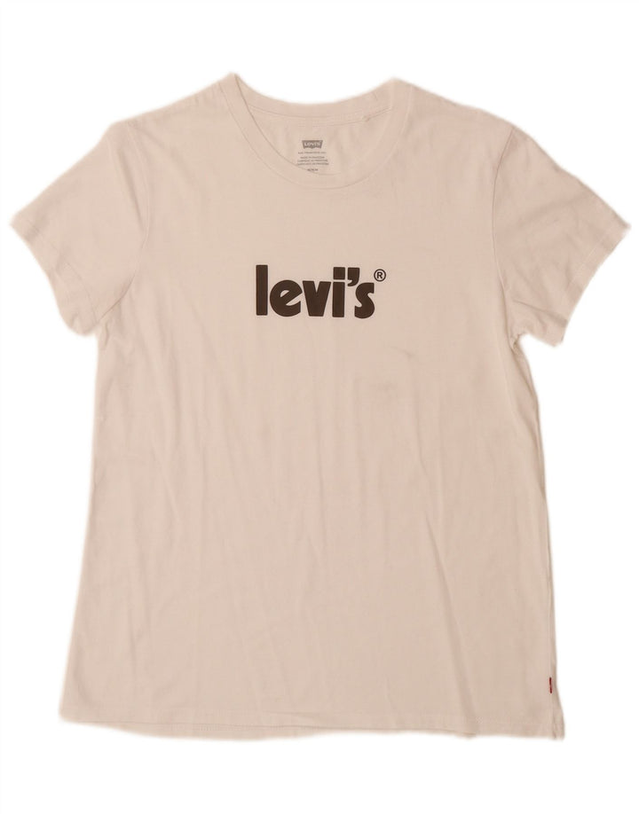 Camiseta feminina gráfica LEVI'S UK 12 médio branco