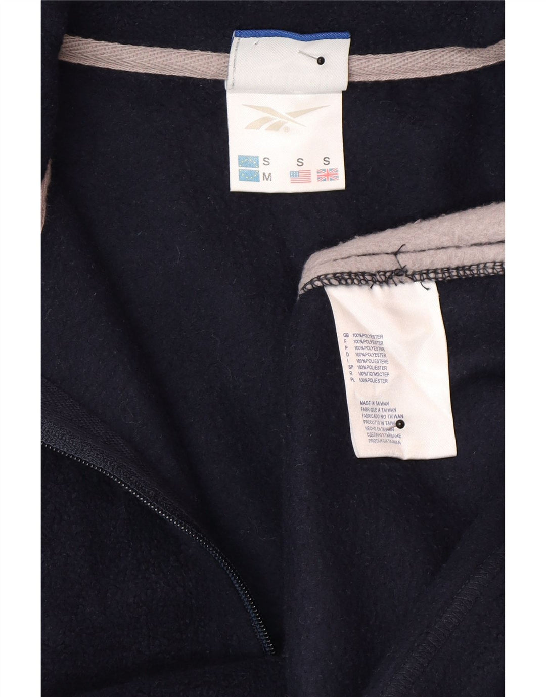 Reebok Mens Zip Neck Fleece Jumper pequeno azul marinho Colourblock poliéster