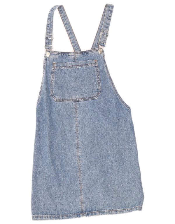 Vestido Dungaree feminino Topshop Reino Unido 12 algodão azul médio