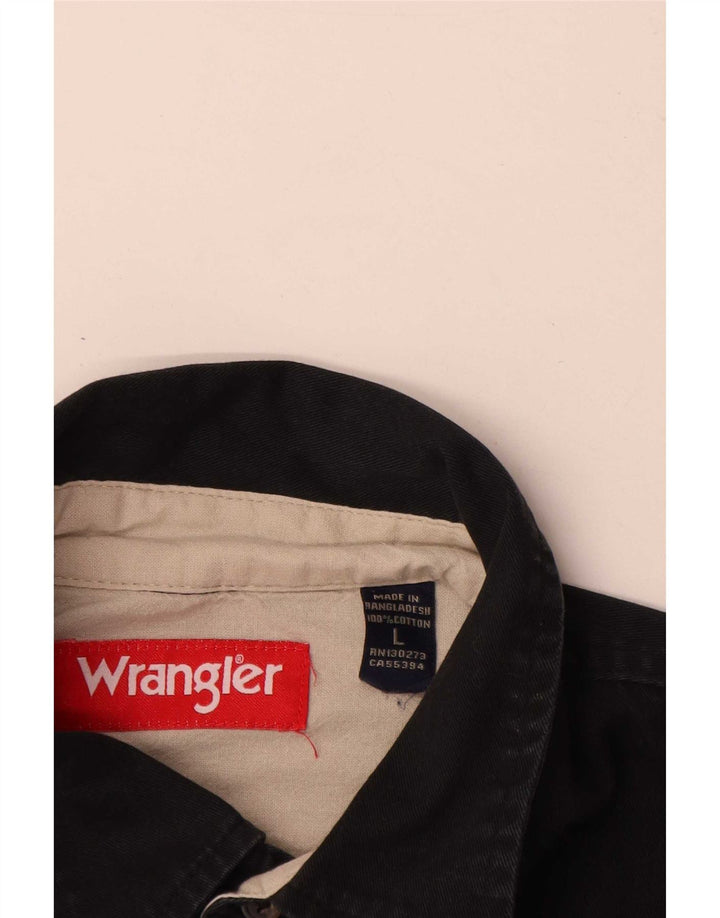 Camisa jeans masculina Wrangler grande algodão preto