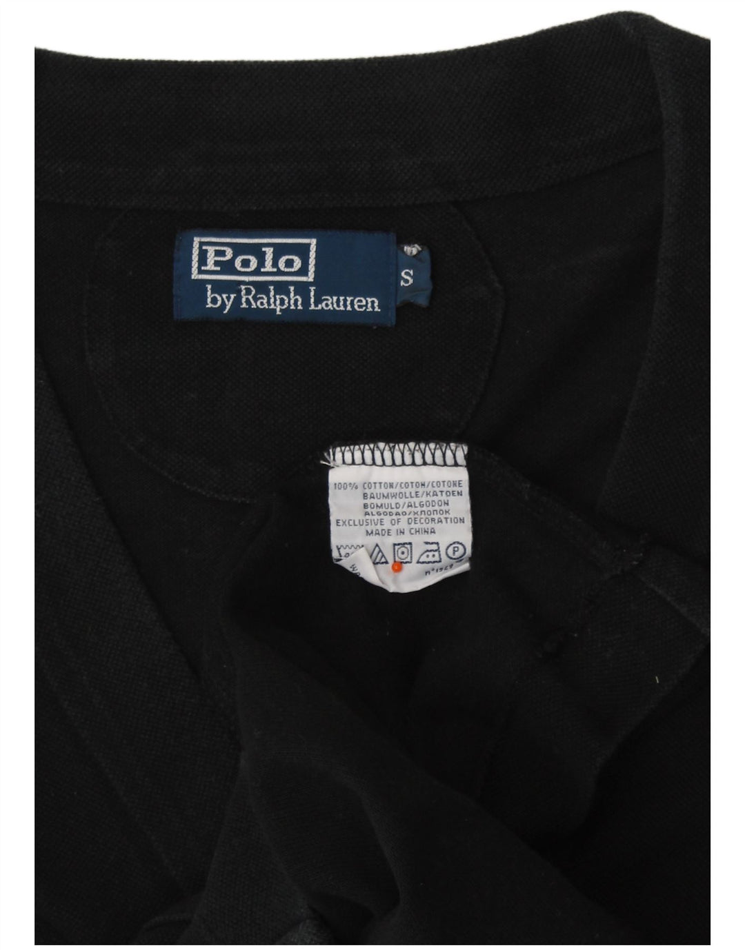 POLO RALPH LAUREN Suéter cardigã masculino pequeno algodão preto