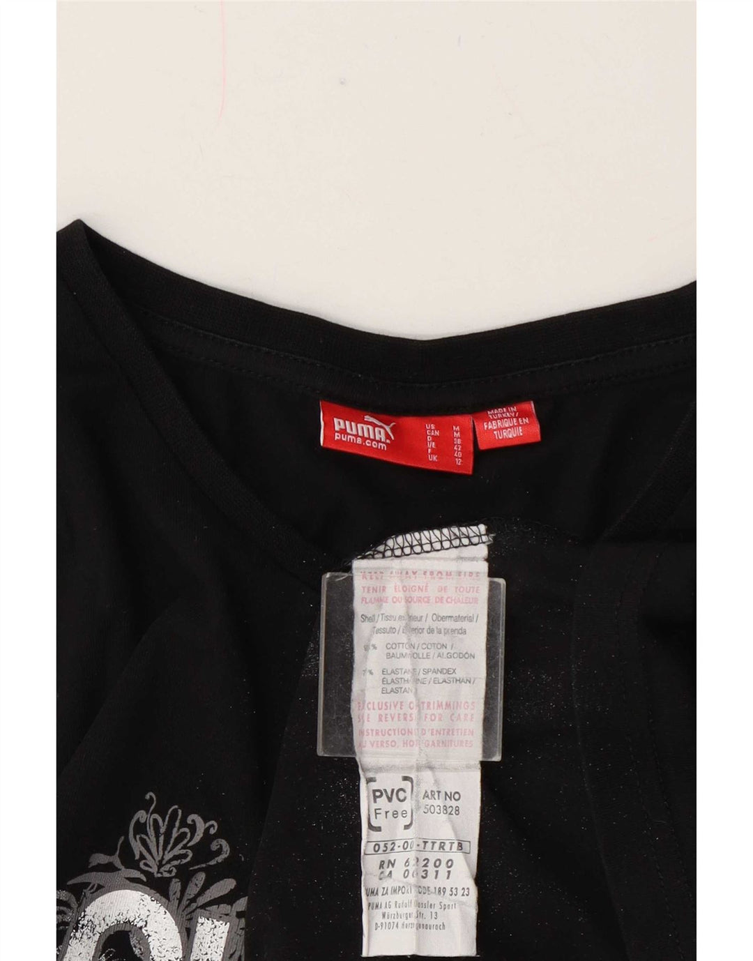 Camiseta Puma Feminina Regular Graphic Top UK 12 Médio Algodão Preto