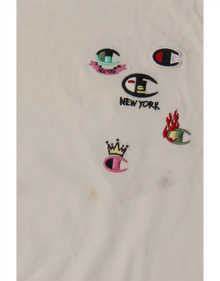 Camiseta feminina estampada Champion UK 12 médio branco