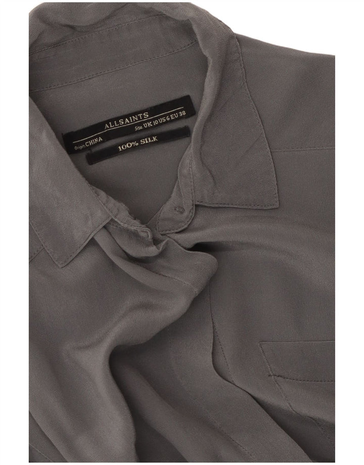 Vestido camisa feminino oversized ALL SAINTS Reino Unido 10 seda cinza pequena